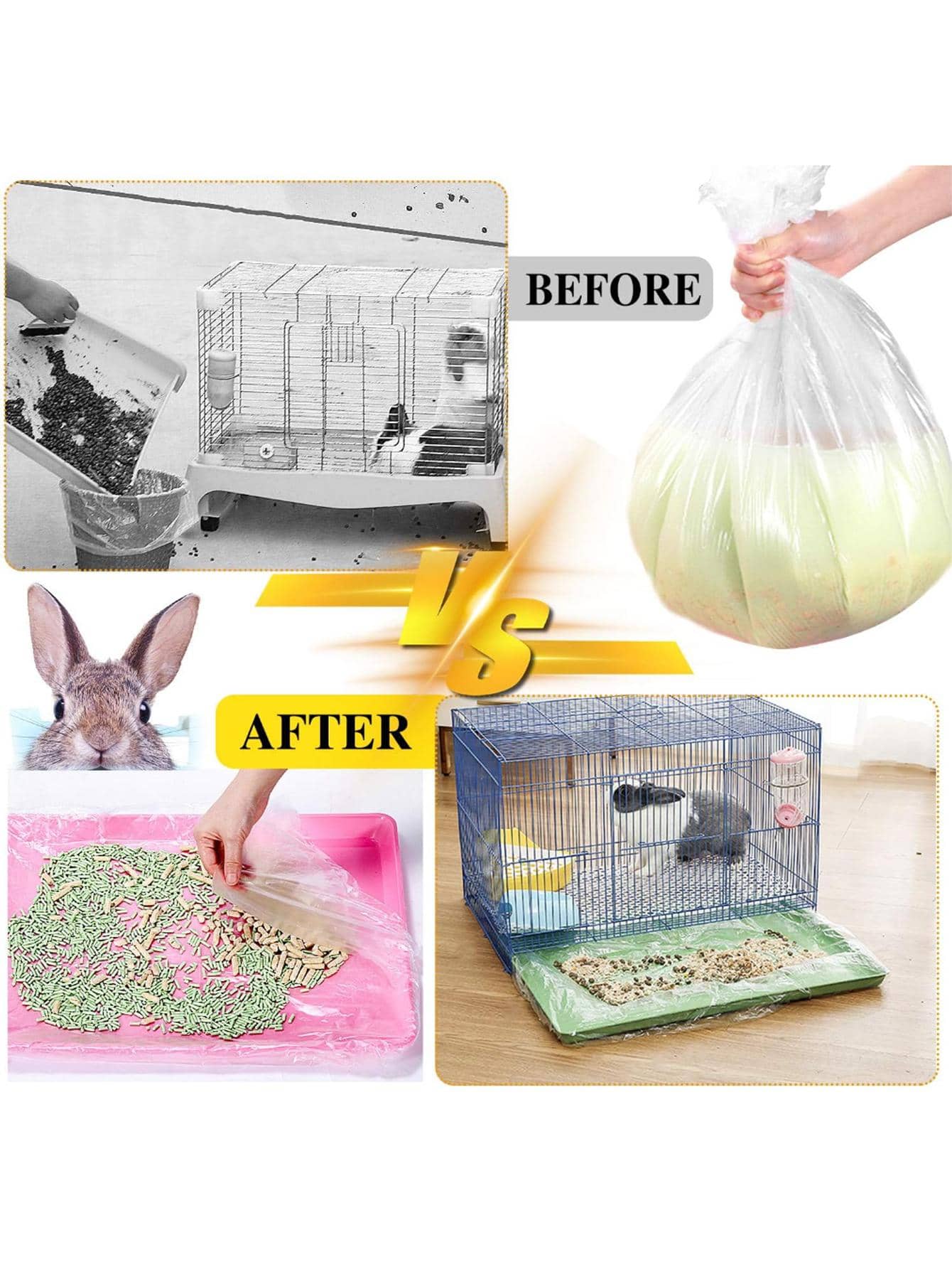 10pcs PE Disposable Universal Rabbit Cage Chassis Film For Small Animal