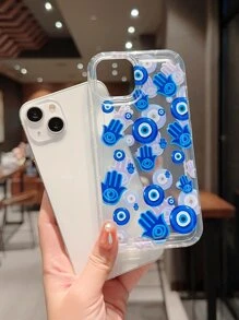 藍色邪惡眼紋路透手機殼 - 彩色 - 查看 4