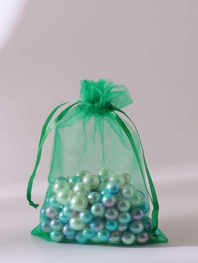 50 个白色欧根纱礼品袋，透明欧根纱束口袋，适用于万圣节糖果、圣诞节礼物、婚礼礼品、派对用品、房间装饰、药草储存、文具、小礼物、糖果、水果