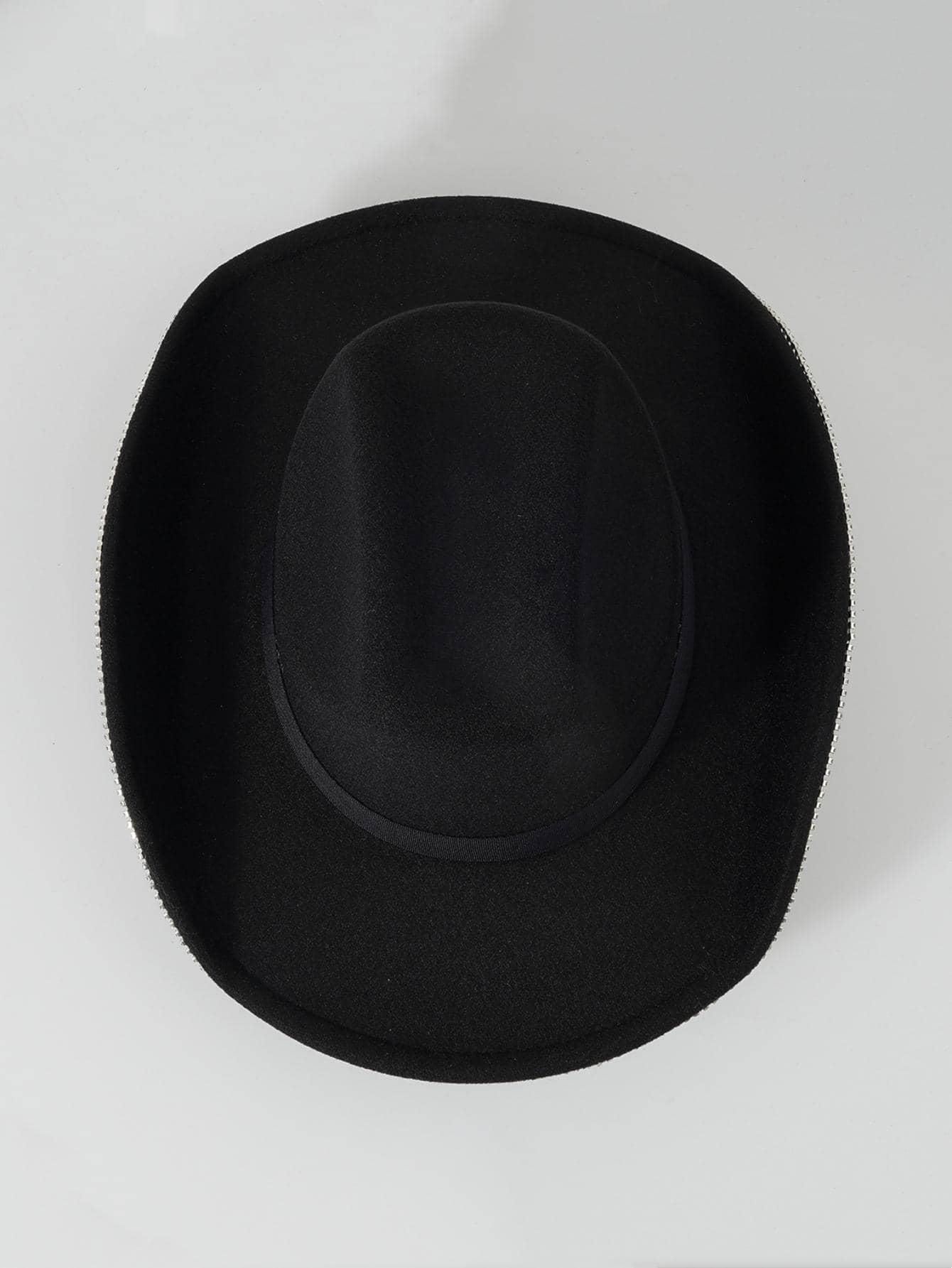 1pc Rhinestone Cowgirl Hat And Black Cowboy Hat, Rhinestone Fringe