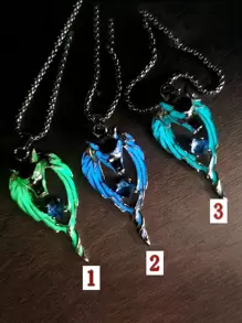 1pc Men's Vintage Street Style Night Glow Wolf Pendant Necklace - Multicolor - View 5
