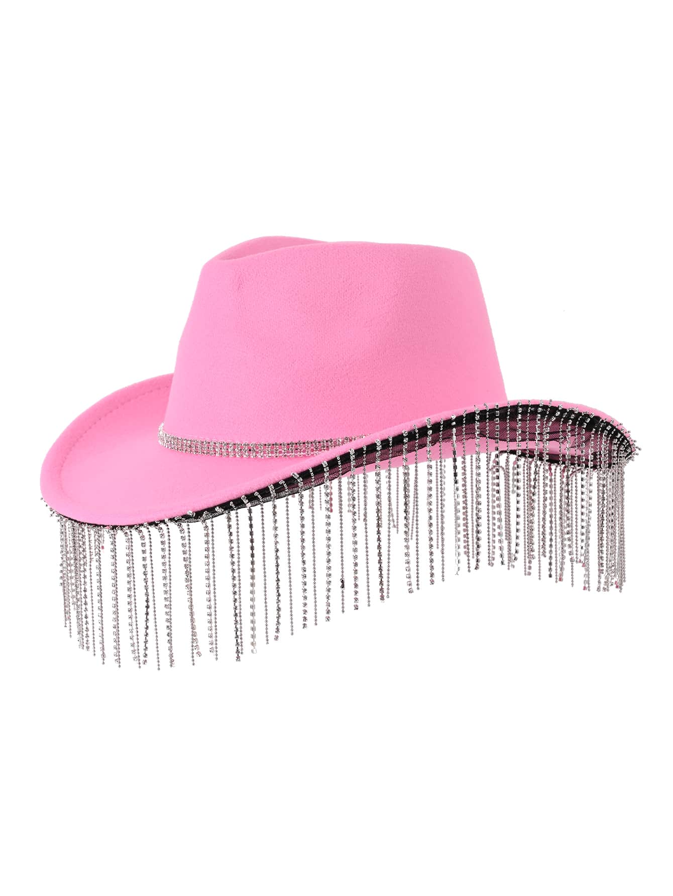 1 pieza (con estilo de fiesta) Sombrero de jazz brillante para mujer con diseño de flecos de strass, adecuado para actuaciones sobre el escenario, sombreros de moda, sombreros nupciales, Halloween - Rosado Sandía - Ver 1