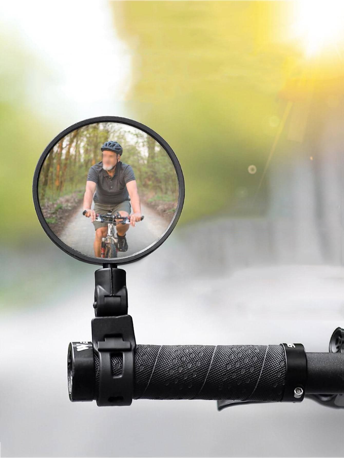 1 pieza liso redondo bicicleta espejo retrovisor - Negro - Ver 1