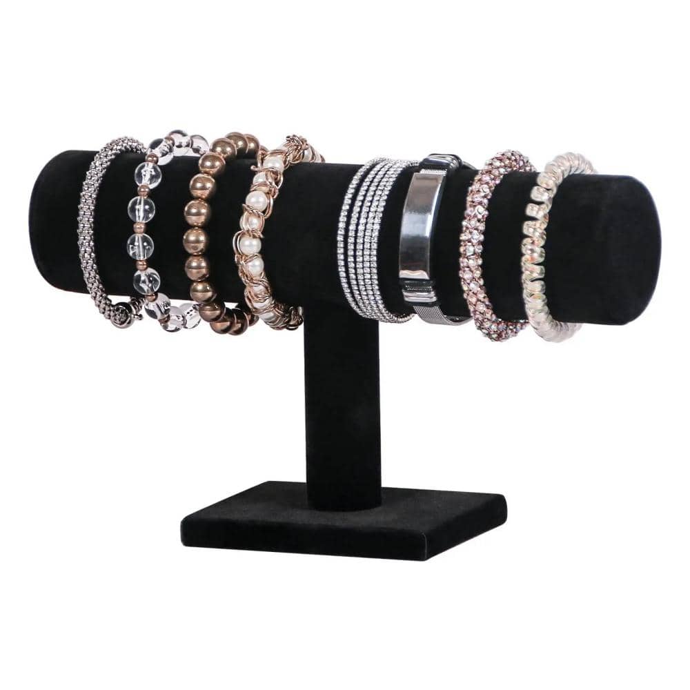 Velvet Spiral T-Bar Bracelet Necklace Jewelry Display Stand & Storage Box, Watch & Jewelry Organizer