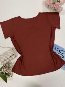 Women T-Shirts - 紅木色 - 查看 2