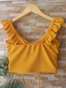 Cropped Coração Feminina - Amarelo - Visão 2