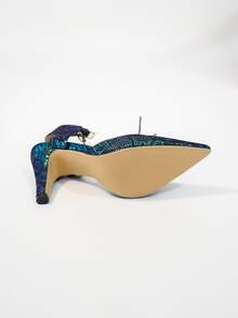 Fashionable Party High Heel Shoes With Green Snake Print - Multicolor - View 6