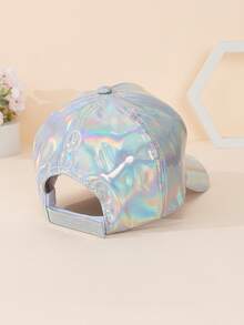 1pc Unisex Silver Holographic Pu Material Waterproof & Windproof & Cool Baseball Cap, Suitable For Daily Wear - Multicolor - View 3