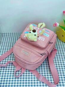 Mochila Feminina Infantil Pequena com Decoração de Urso Ursinho Mochila Fofa Casual - Malva - Visão 3