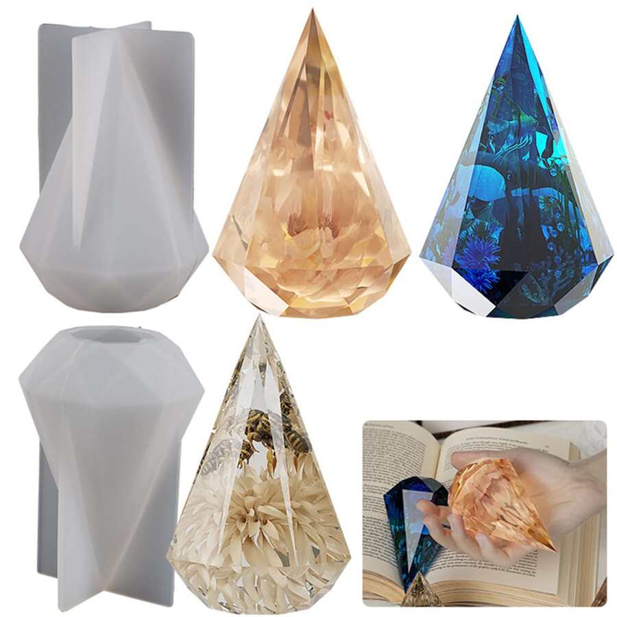 1pc Mirror Finished Octagonal Pyramid Shaped Silicone Resin Mold For Diy Craft - Clear - View 1
