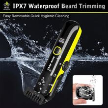 FadeKing All-In-One Beard Trimmer Set - Waterproof Men's Beard Trimmer Kit With 20 Length Settings, Adjustable Blade Wheel, And Travel Case For Perfect Beard, Face, Nose, And Ear Trimming - Ideal Gift For Him - 芥末黃 - 查看 2