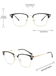 1 件金属轻方形眼镜 - 無色 - 查看 4