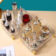 1 Transparent Or Emerald Green Storage Organizer Basket Box, Durable, Makeup Box; Multi-Use Organizer, Beauty Care Bathroom Organizer