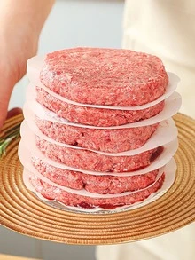 100pcs Hamburger Patty Paper, Baking Paper For Burger, Hand Torn Biscuit, Meat Isolation And Sticking Prevention Paper - White - View 1