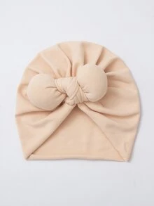 Bebé Gorro recién nacido unicolor lazo decorado - Beis - Ver 1