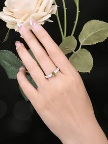 JewelryPalace 1入組奢華時尚綠寶石切自然橄欖石925純銀戒指適合女士寶石週年禮物