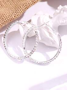 1 par color plata con diamante de imitación & láser Pendientes para de mujeres Bisutería