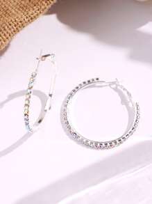 1 par color plata con diamante de imitación & láser Pendientes para de mujeres Bisutería