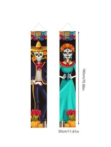 1對戶外裝飾用品門簾,的門廊旗,殭屍新娘道具門標誌適用於的 - 藍色 - 查看 5
