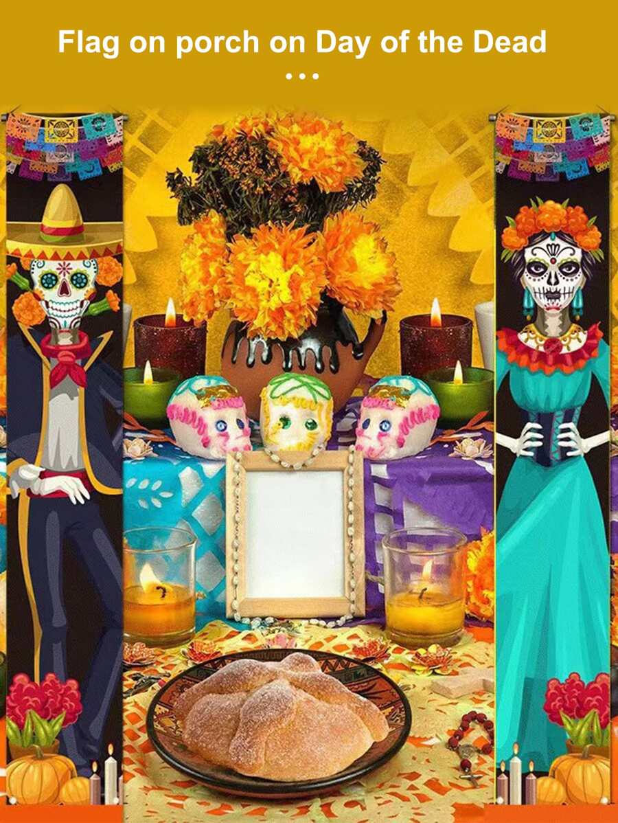 1對戶外裝飾用品門簾,的門廊旗,殭屍新娘道具門標誌適用於的 - 藍色 - 查看 1