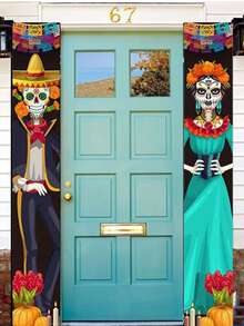 1對戶外裝飾用品門簾,的門廊旗,殭屍新娘道具門標誌適用於的 - 藍色 - 查看 3