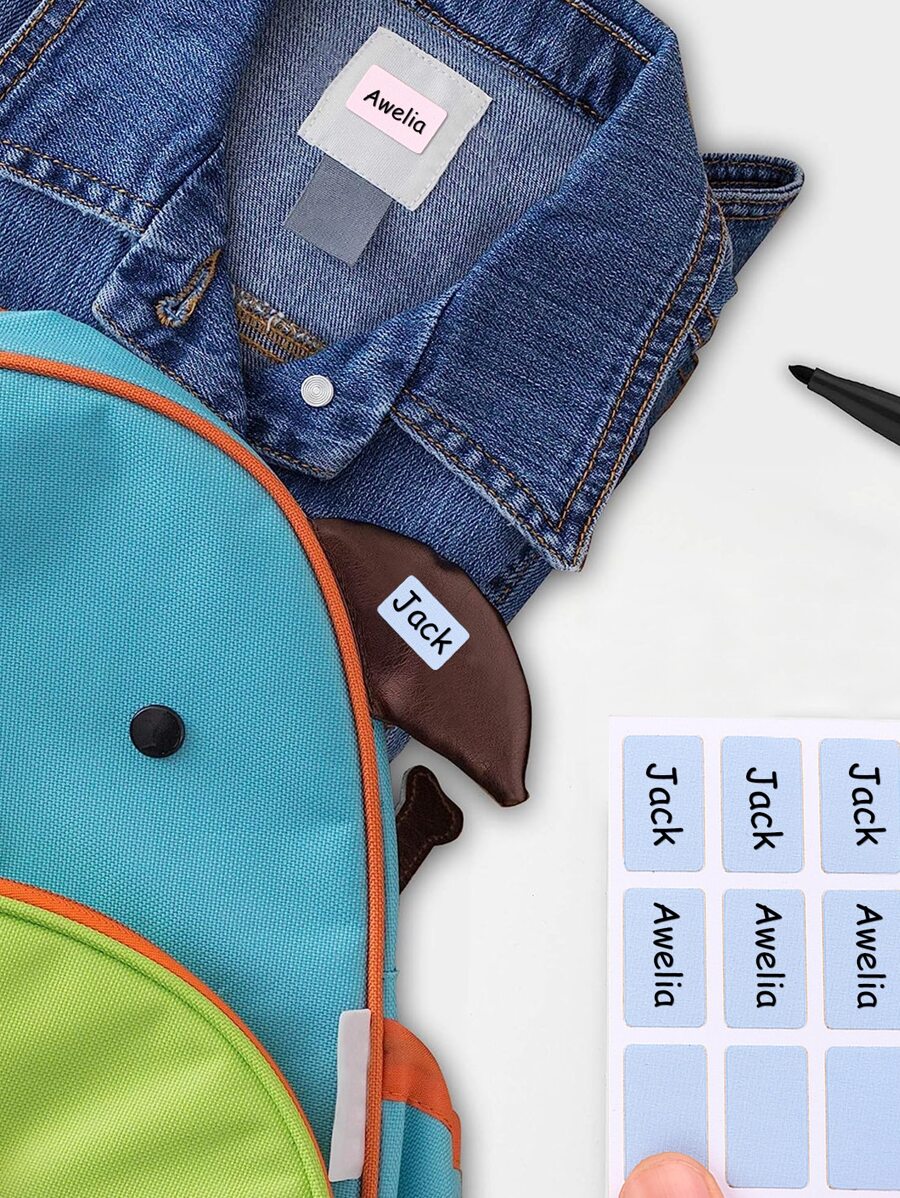 4 Piezas Etiquetas De Nombre Para Ropa E Ítems, Etiquetas Personalizadas, Perfectas Para Ropa, Guardería Y Suministros Escolares-azul - Azul - Ver 1
