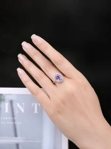 JewelryPalace 1入組優雅和奢華925純銀經典設計精美多面橢圓形切實驗室製造寶石藍寶石銀戒指適合女士適用於舞會宴會日常裝飾精細首飾類 - 紫色 - 查看 4