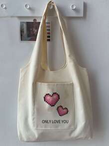 Đúng mốt tranh sơn dầu Túi mua sắm Với Hình trái tim - Màu be - Xem 1
