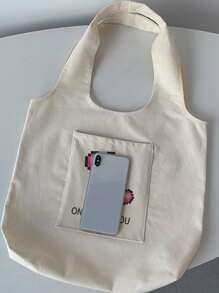 Đúng mốt tranh sơn dầu Túi mua sắm Với Hình trái tim - Màu be - Xem 6