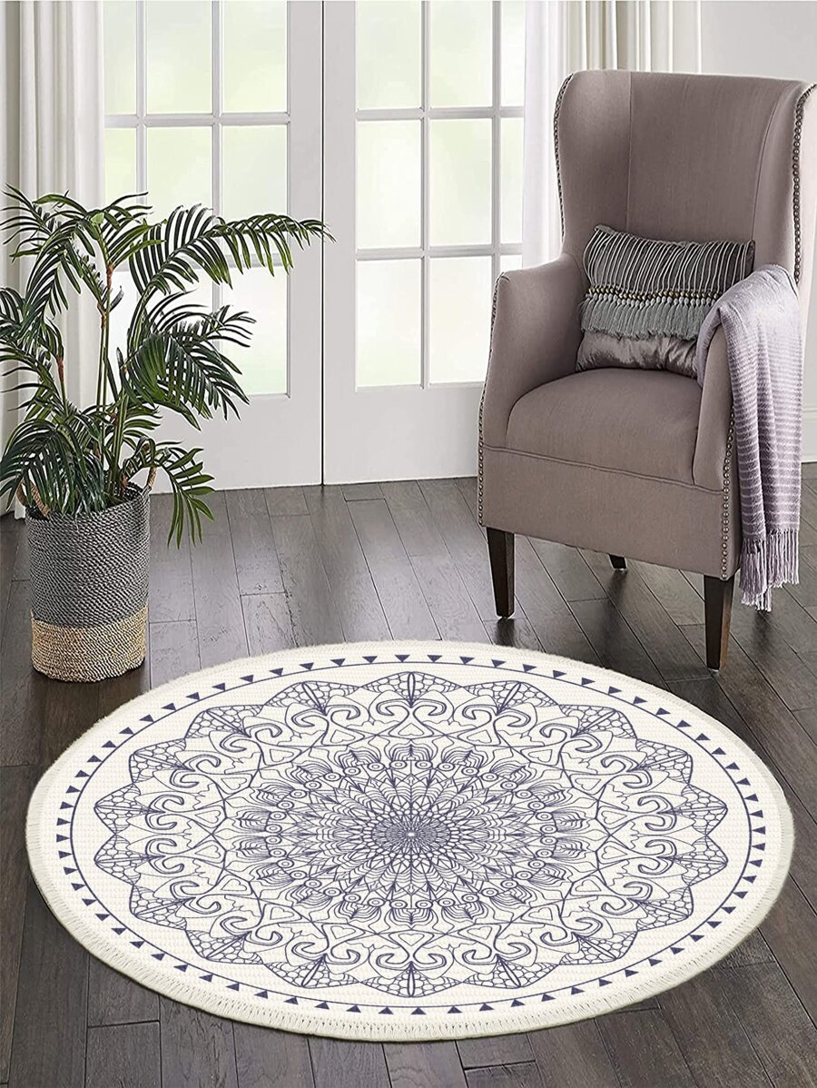 Tappeto rotondo con stampa mandala - Multicolore - Visualizzare 1