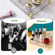 1 Transparent Or Emerald Green Storage Organizer Basket Box, Durable, Makeup Box; Multi-Use Organizer, Beauty Care Bathroom Organizer