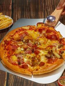 Pizza Peel, 1pc Foldable Aluminum Pizza Shovel With Wooden Handle For Baking And Transferring Pizza - Silver - View 2