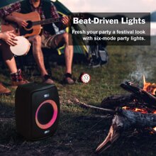 DOSS PartyBoom Loud Bluetooth Speaker with 60W Powerful Stereo Sound and Punchy Bass, Mixed Colors Lights, Splash Proof Design, PartySync, Mic and Guitar Inputs, Outdoor Speaker for Beach and Poolside Party - Black - View 9