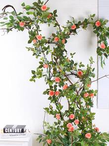 1入組室內模擬空調管子裝飾用品擬真花,玫瑰藤蔓,綠色樹葉假藤蔓莖 - 彩色 - 查看 1