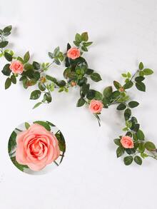 1入組室內模擬空調管子裝飾用品擬真花,玫瑰藤蔓,綠色樹葉假藤蔓莖 - 彩色 - 查看 6