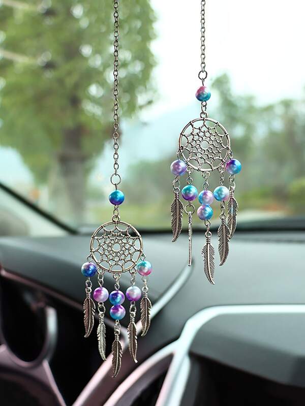 2pcs Set Of Feather Dream Catcher Wind Chime Pendant, Car Rearview Mirror Pendant, Home Hanging Decoration, Holiday Party Gift Pendant,Home Decor ,Room Decor,Wall Decor Gifts Birthday Graduation
