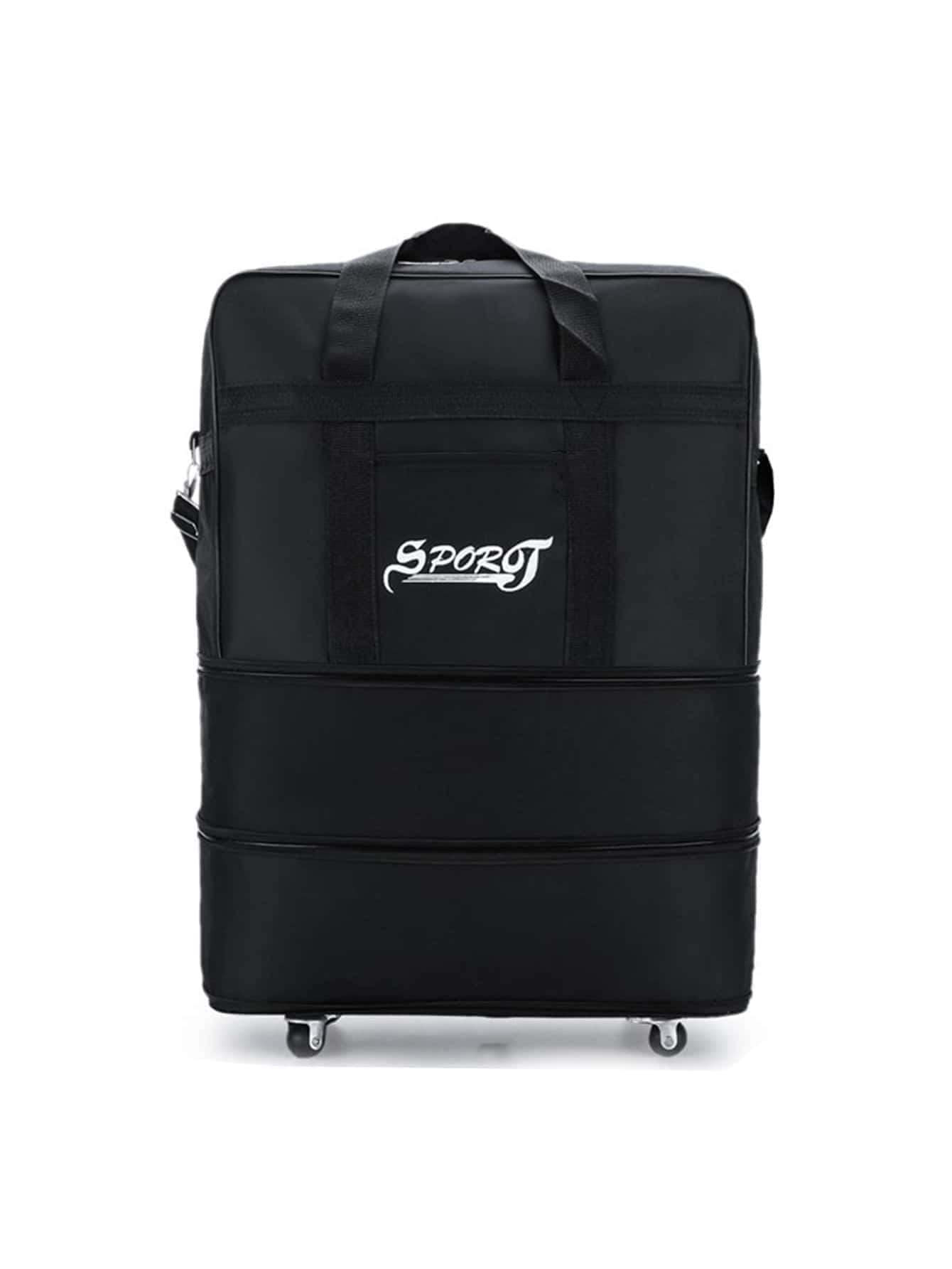 Bolso de viaje con capacidad grande, impreso con letras, con correa de hombro ajustable, bolso de playa para elementos esenciales de verano, accesorios de vacaciones, organizador de viaje, bolso de hospital, accesorios de viaje para campamento - Negro - Ver 1