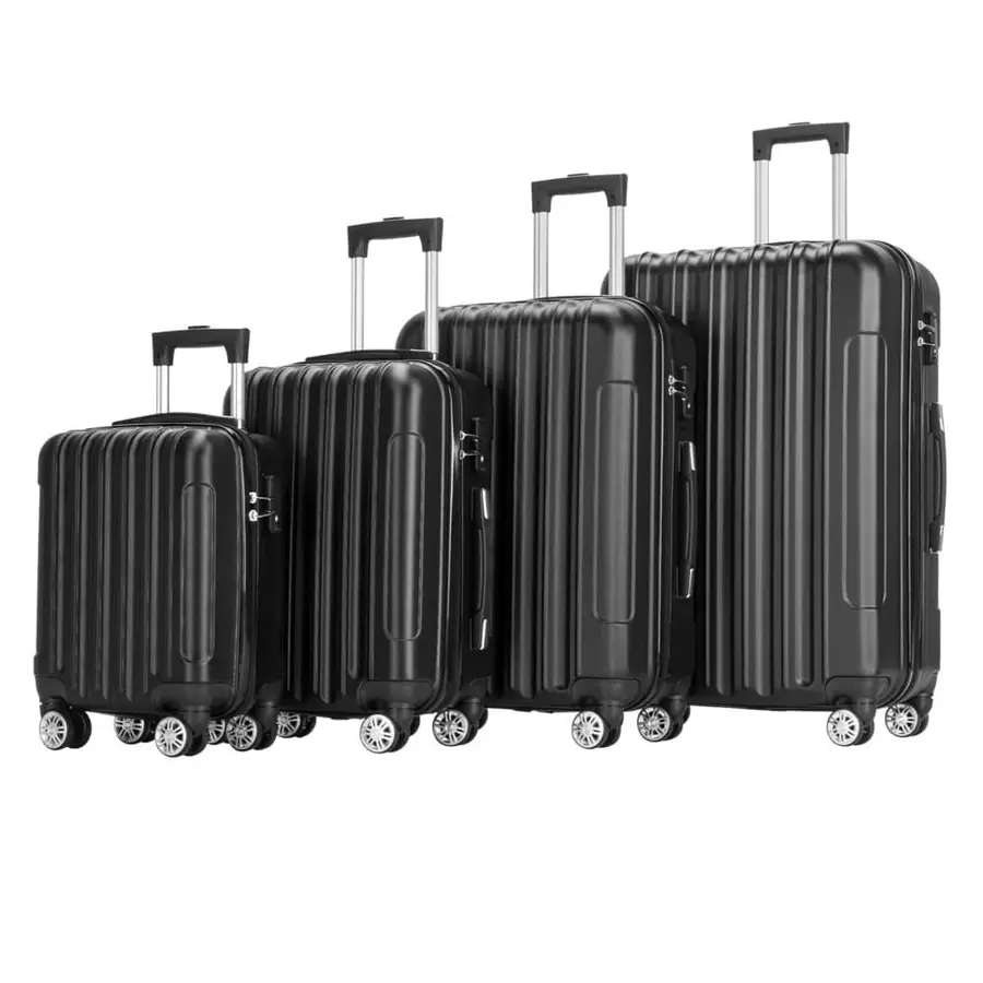 4-In-1 Portable ABS Trolley Case Luggages Set 16 "/ 20" / 24" / 28" - 黑色 - 查看 1