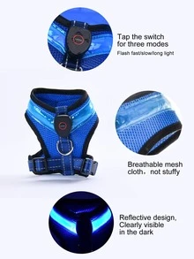 1 Miếng Led Thú cưng Ngực Và Trở lại Áo vest Với 3 Nhấp nháy Chế độ , Không thấm nước & Thoáng khí , Thích hợp Đối với Đi dạo Chó at Đêm Và Giáng sinh Bầu không khí , Thích hợp Đối với Lớn , Trung bình Và Nhỏ bé Mèo Và Chó , Có thể sạc lại Phong cách - Màu xanh lam - Xem 4