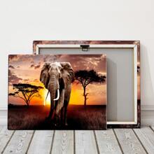 1入組木頭帶框帆布,北歐風格,大象,動物,帆布海報,藝術適用於家庭裝飾用品,圖案掛畫裝飾,適用於客廳,臥室,辦公室,餐廳,墻面裝飾,防水,繪畫,印花, - 多色 - 查看 1