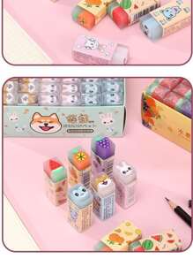 颜色随机 1 件/3 件/6 件 可爱卡通水果香味橡皮擦 学生奖励 学习用品 办公文具礼品 返校 - 彩色 - 查看 7