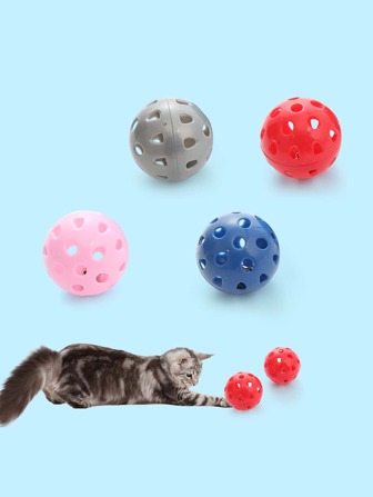 多色猫爱好者和猫妈妈爱铃铛玩具球，猫/狗爱好者礼物和狗/猫妈妈爱宠物用品，2 件随机