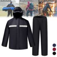 Chaqueta y pantalones reflectantes impermeables para motocicleta - Negro - Ver 1