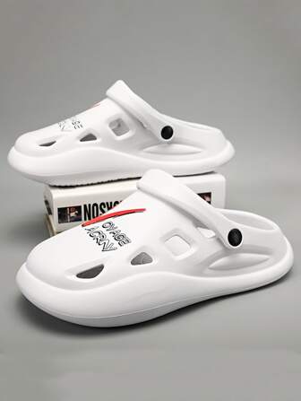 Men's Hollow-out Sandals With Thickened Wear-resistant Sole, Anti-slip & Breathable Features For Summer Beachwear