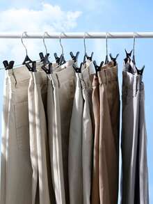 30pcs Thicken & Slip Resistant Pants Hanger With Minimalist Design For Household Use - 黑色 - 查看 3