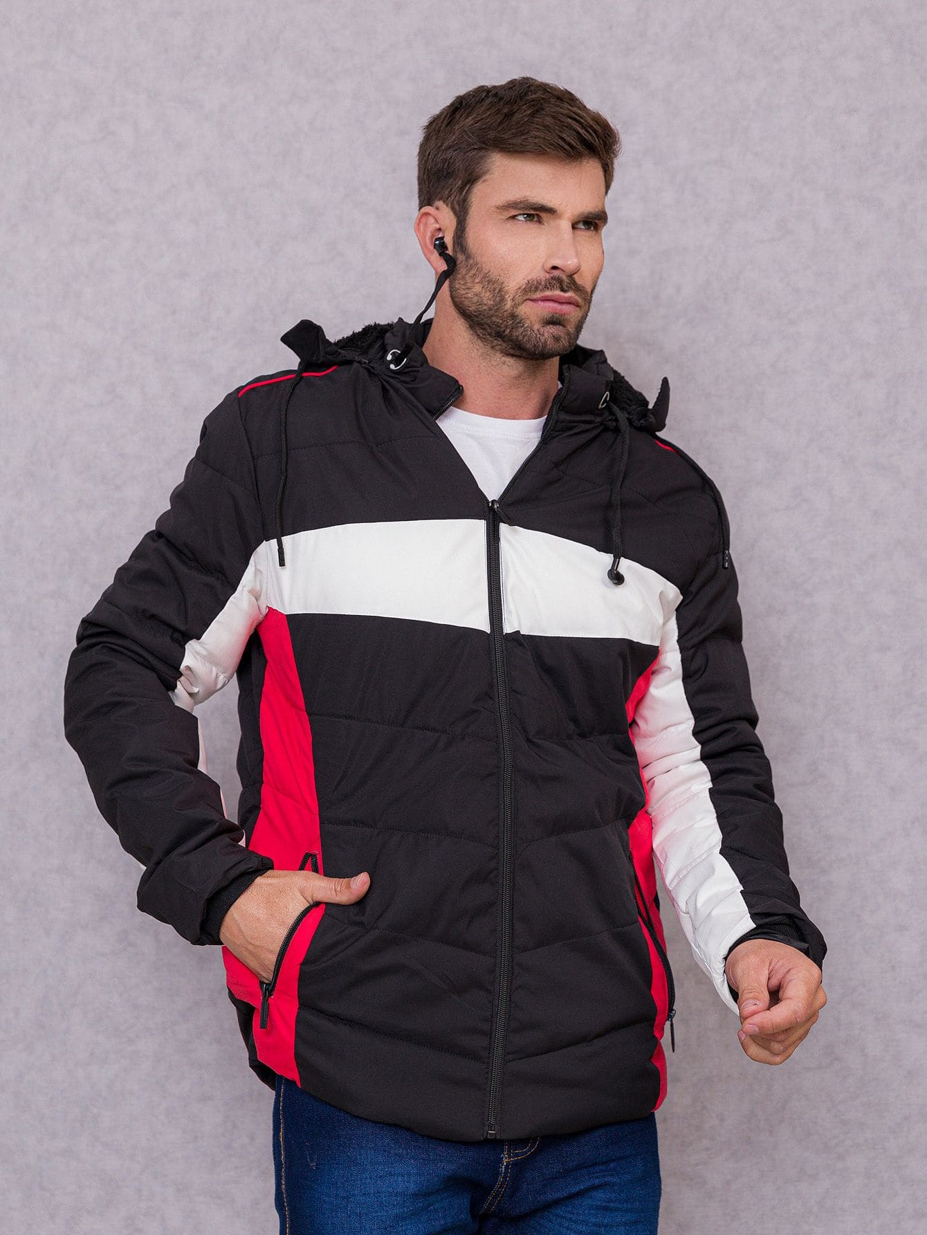 Men Winter Coats - 黑色 - 查看 1