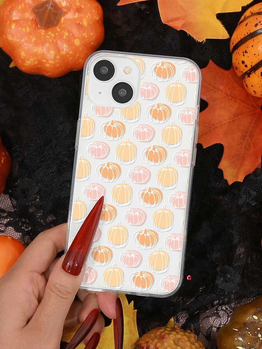 Halloween Pumpkin Pattern Clear Phone Case - Multicolor - View 1