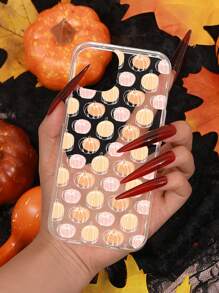 Halloween Pumpkin Pattern Clear Phone Case - Multicolor - View 2