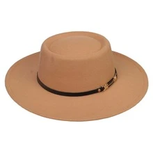 1pc Solid/multi-color Wool Felt Hat With Wide Brim And Hollow Crown, Suitable For Daily Wear, Travel, And Wedding, Autumn Winter - Khaki - View 4