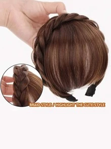 1 Miếng Sợi tổng hợp Bện Dây buộc tóc Tóc mái - Màu nâu  Mocha - Xem 2